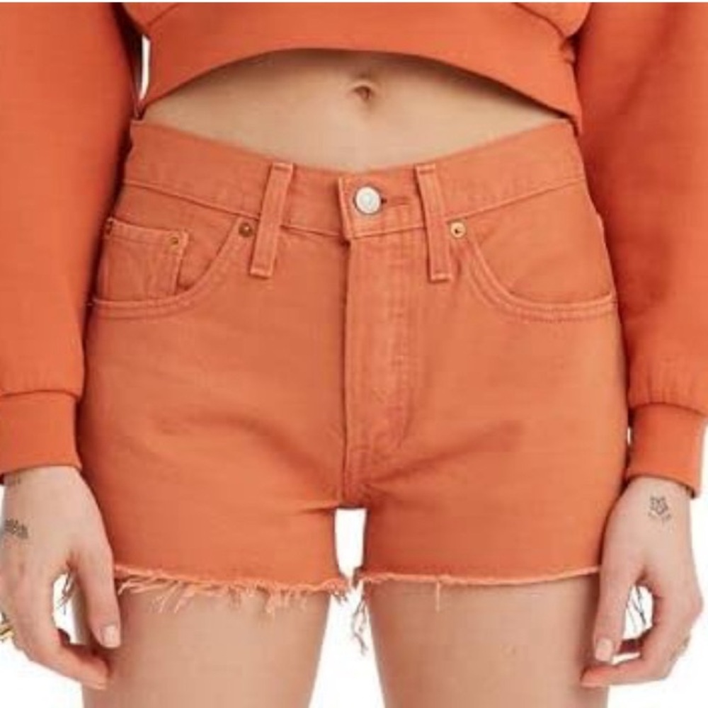 501 High Rise Levi Cut Off Shorts - Burnt Orange